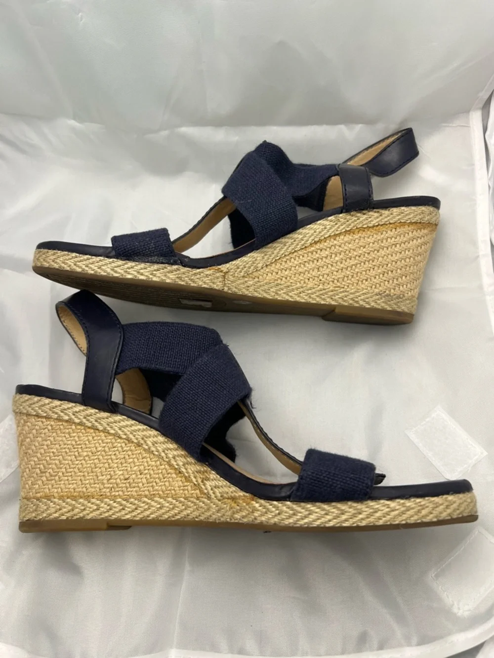 Lucky Brand Navy Slingback‎ Espadrille Wedge Sandals Size 9